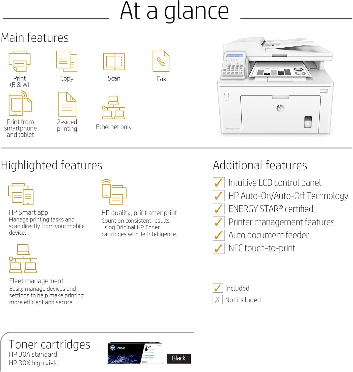 HP Laserjet Pro M227fdn All-in-One Monochrome Laser Printer with Auto Two-Sided Printing, Mobile Printing, Fax & Built-in Ethernet, Amazon Dash Replenishment Ready (G3Q79A) (Renewed)