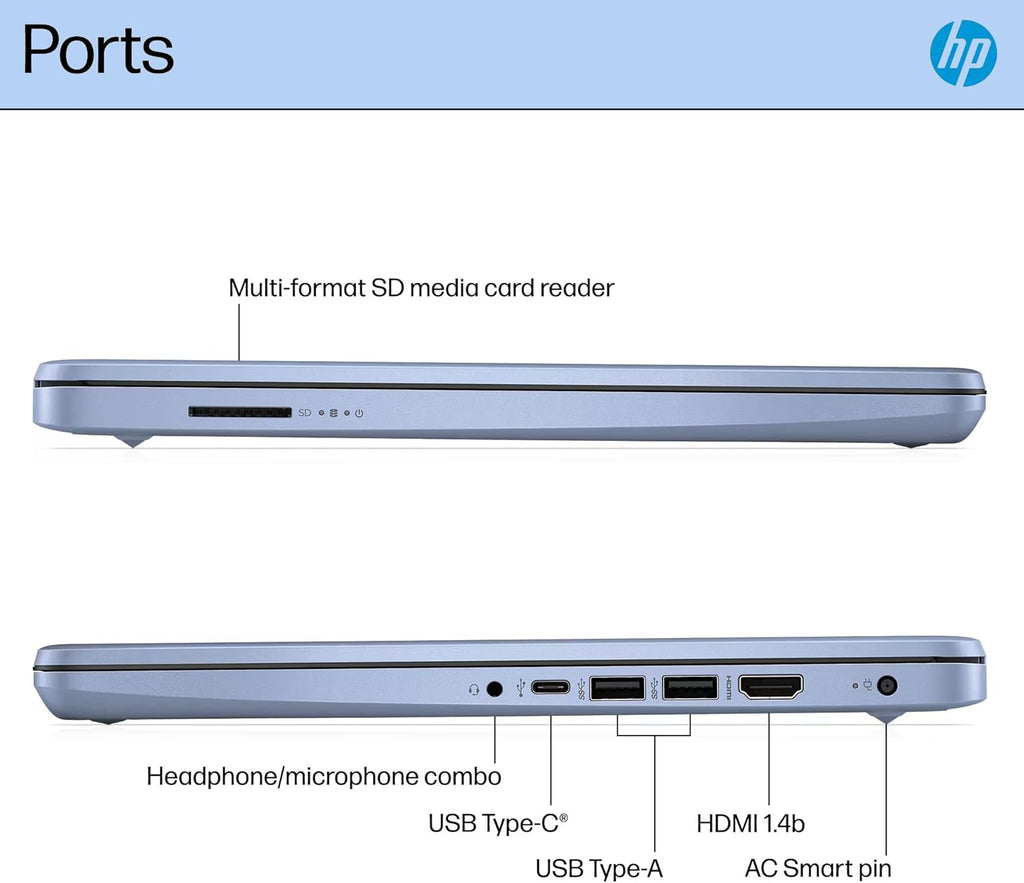 HP Ultrabook 14 Laptop Computer Business Study & Home 2025, Lifetime MS Office + Windows 11 Pro, Quad-Core Intel CPU, 8GB RAM & 628GB Storage (128GB UFS+500GB Ext), Wi-Fi 6, HubxcelAccessory, Blue