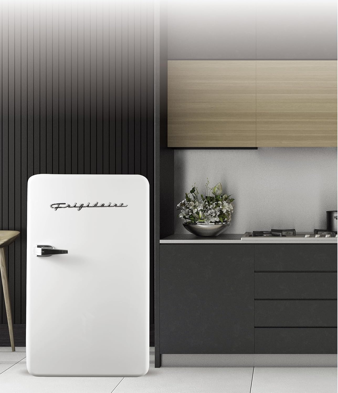 Frigidaire Retro Compact Refrigerator with Chiller, 3.2 cu ft Countertop Fridge, Built-In Bottle Opener, Rounded Corners, Premium, for Office, Bedroom, Dorm Room, Cabin, 18.5D x 20W x 31.5H (White)