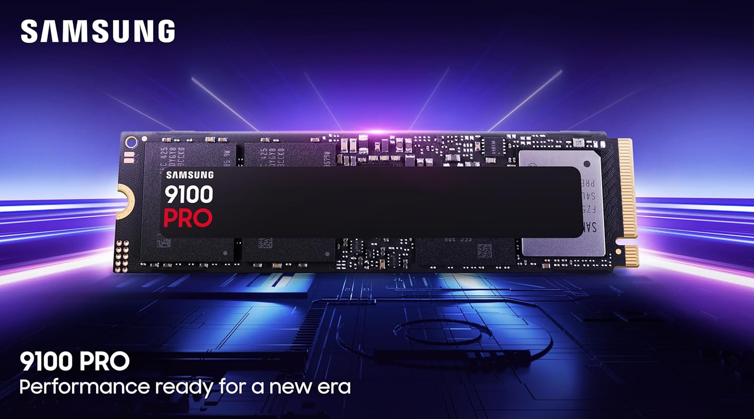 Samsung SSD 9100 PRO 2TB, PCIe 5.0x4 M.2 2280, Seq. Read Speeds Up to 14,700MB/s, Best for AI Computing, Gaming and Heavy Duty Workstations (MZ VAP2T0B/AM)