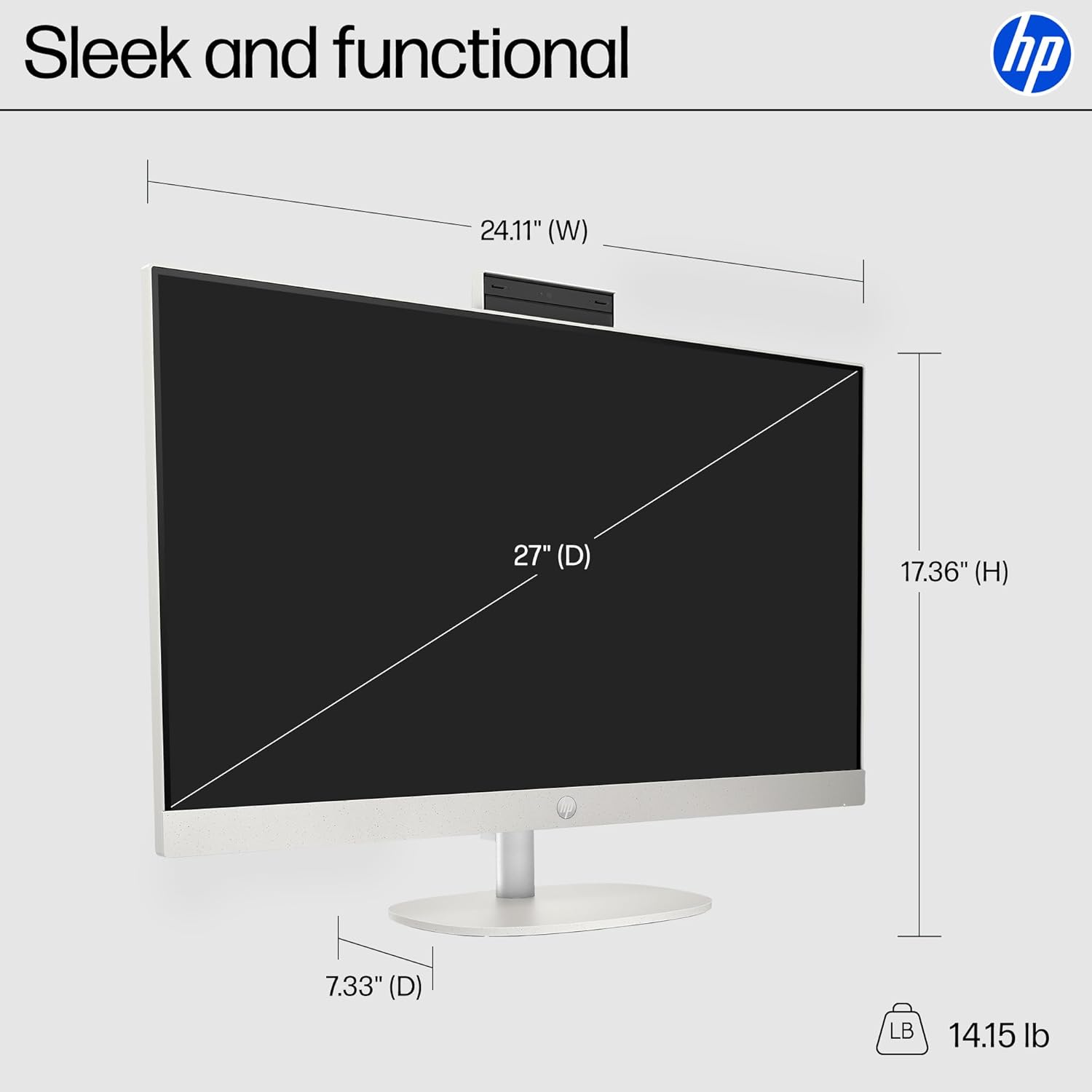 HP 27 inch All-in-One Desktop PC, FHD Touchscreen, AMD Ryzen 5 7520U, 8 GB RAM, 512 GB SSD, AMD Radeon Graphics, Windows 11 Home, Shell White, 27- cr0160 (2025)