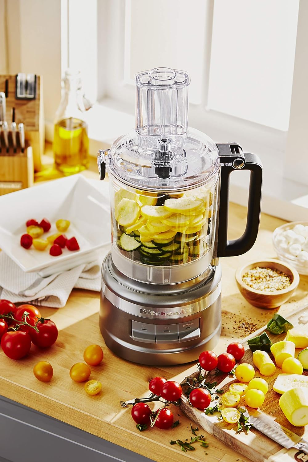 KitchenAid KFP0919CU 9 Cup Plus Food Processor, Contour Silver (Renewed)
