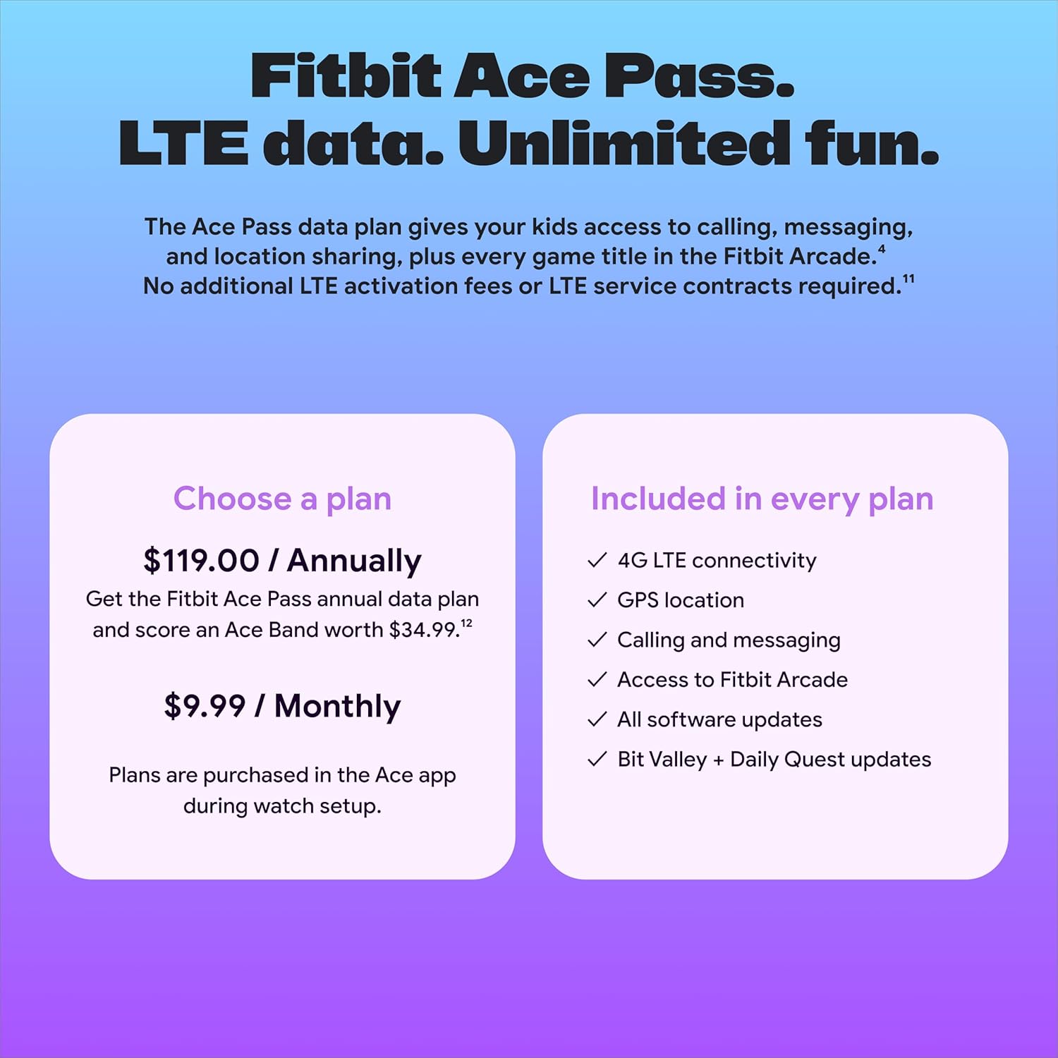 Fitbit Google Ace LTE - Kids Smartwatch with Call, Message, GPS, and Activity-Based Games, Ace Pass Data Plan Required - Spicy - Moovin