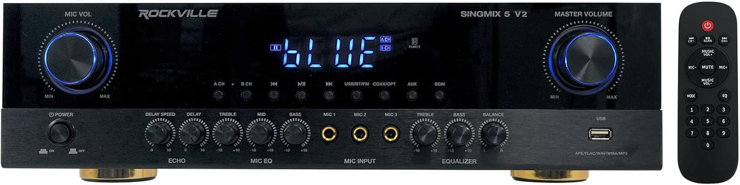 RockvilIe SingMix 5 2000w Home Theater Receiver w/Bluetooth/Echo/Mic inputs