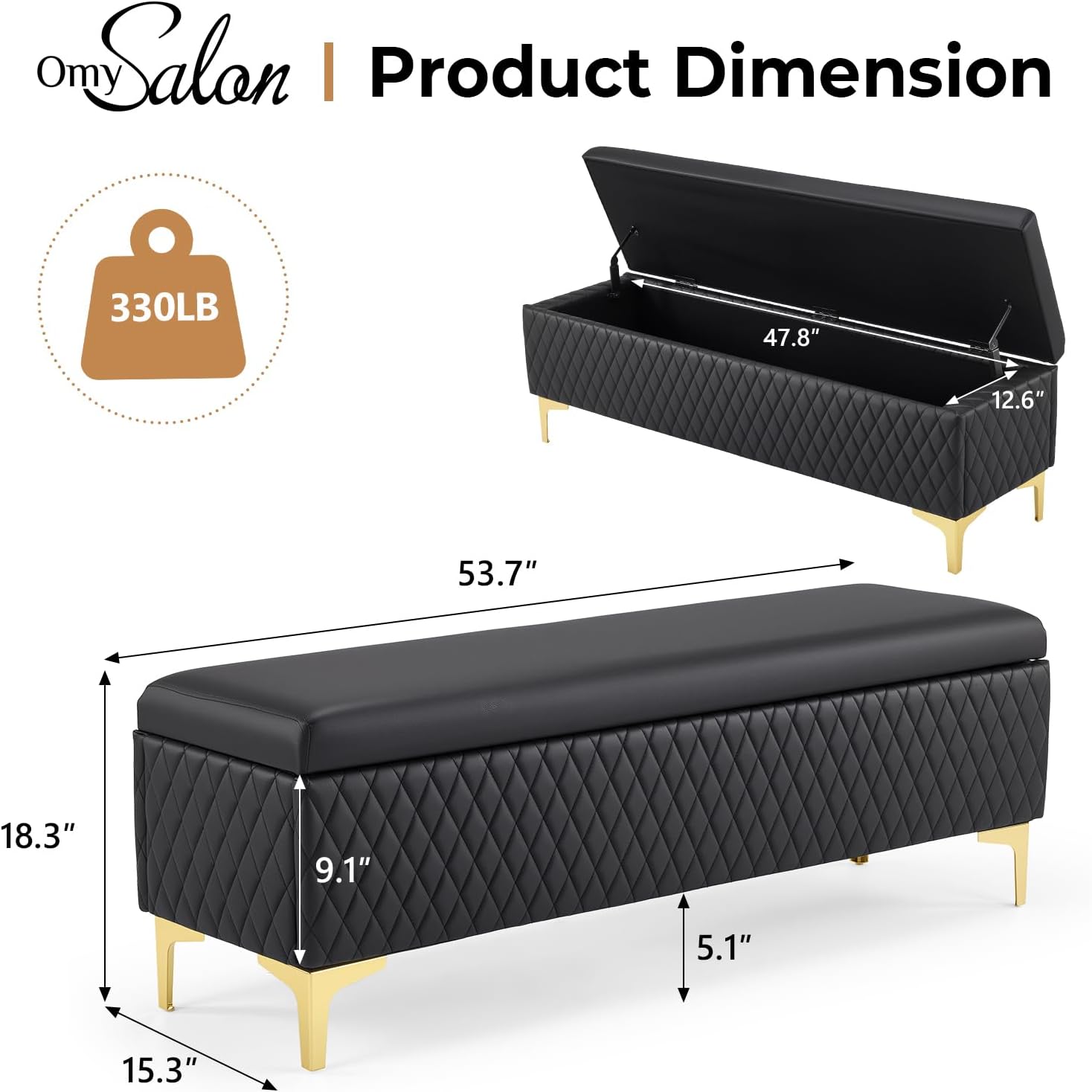 OmySalon Waiting Room Bench with Storage, Faux Leather Office Guest Chair Lobby Seating, Reception Furniture for Small Salon Barbershop Conference Business
