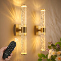 Wall Sconces Set of Two,Guwikou Battery Operated Wall Sconce with 16000mAh Large Capacity,Smart Auto-Off,Rechargeable Wall Lights with 30ft Control rang for Bedroom, Living Room,Bathroom,15.8- Inch