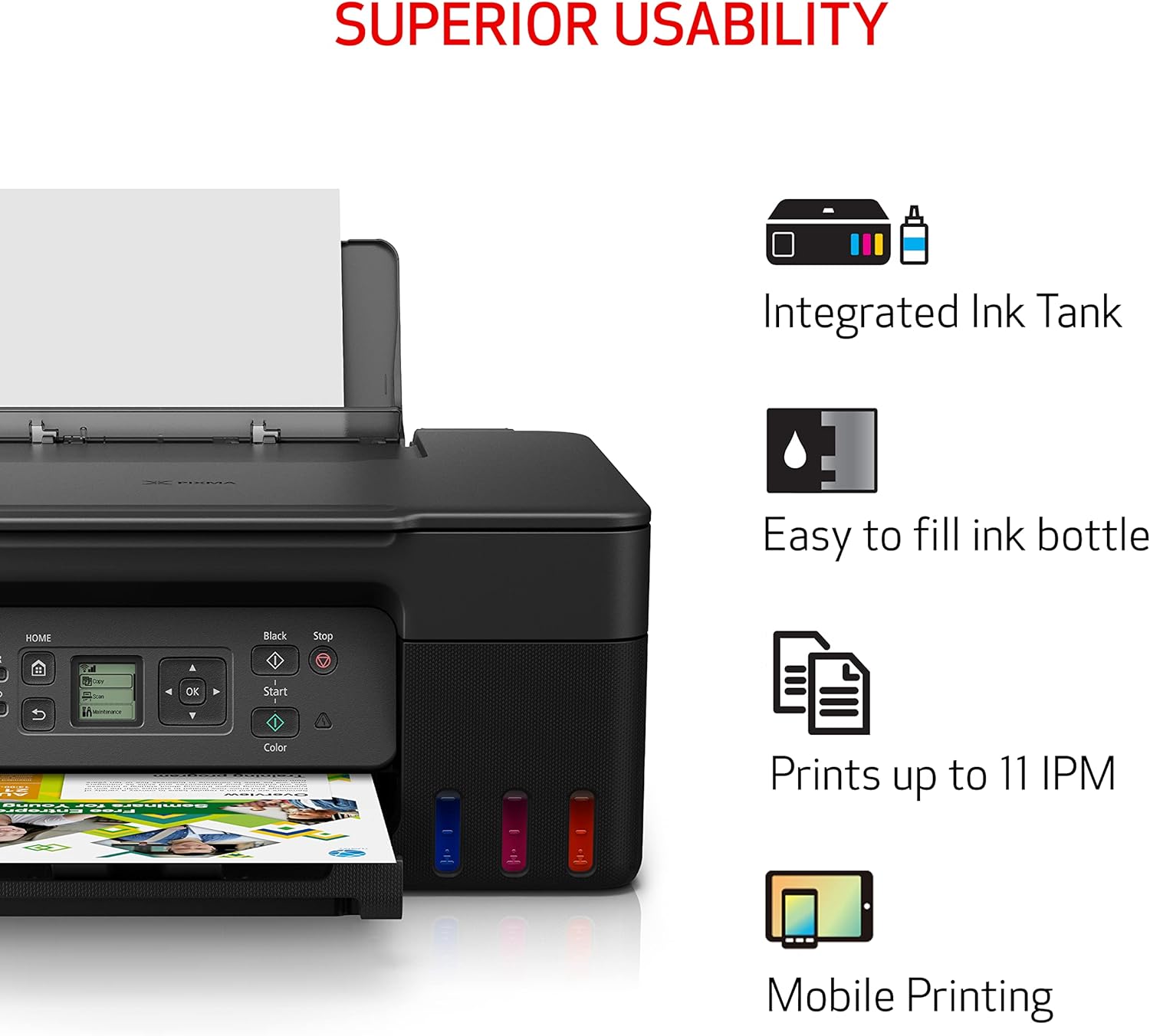 Canon MegaTank G3270 All-in-One Wireless Inkjet Printer, Home Use, Print, Scan and Copy