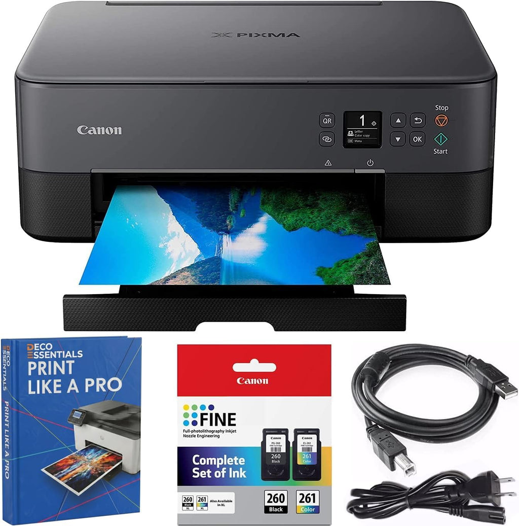 Canon PIXMA TS6420a All-in-One Wireless Color Printer with Print, Scan, Copy, Photo Print & Mobile Functions (Renewed) Bundle with DGE USB Cable + Print Like A Pro Guidebook Kit