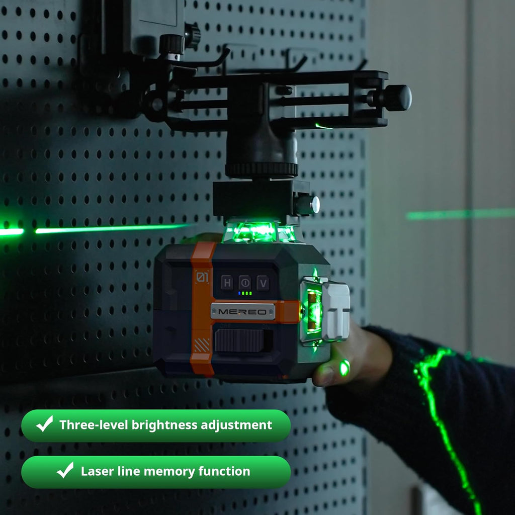 Laser Level 360 Self Leveling 12-Line 3D Green Laser Level with High Accuracy ±1/9", Remote Control, 3x360°Cross Line, Rechargeable Battery Pulse Mode Tilt, Magnetic Bracket for Home & Construction