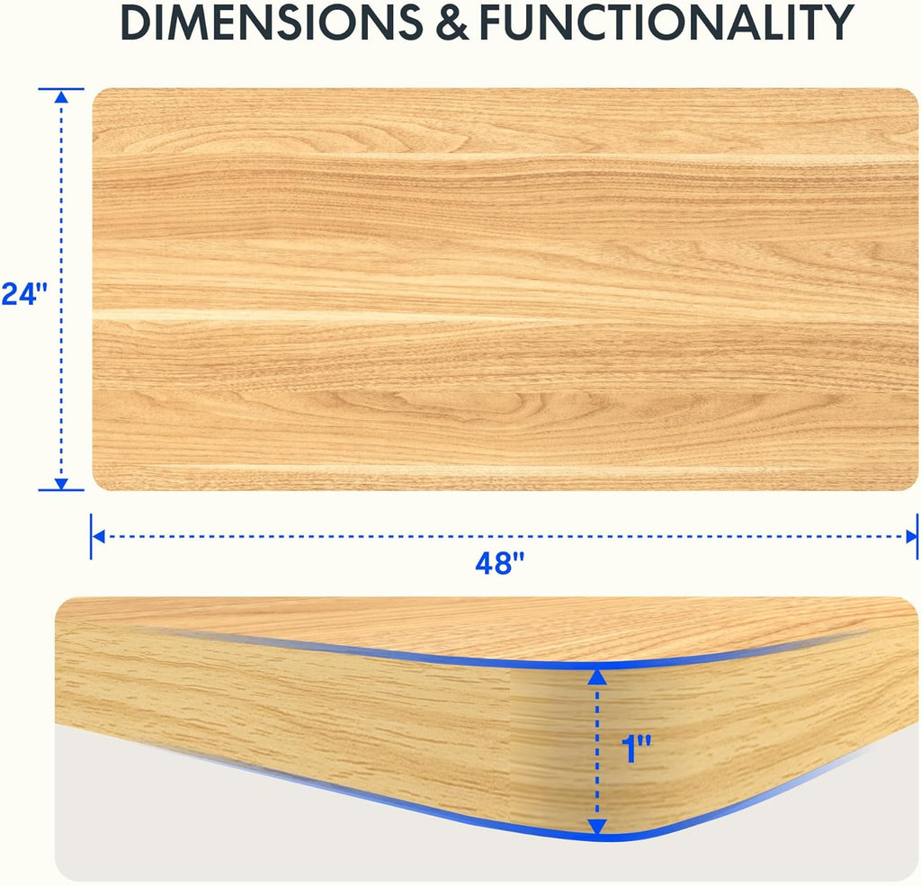 FLEXISPOT Whole Piece 48"x24" Desktop 1" Thickness Height Adjustable Desk Rectangular Tabletop Maple Board (48INCH Maple Top)