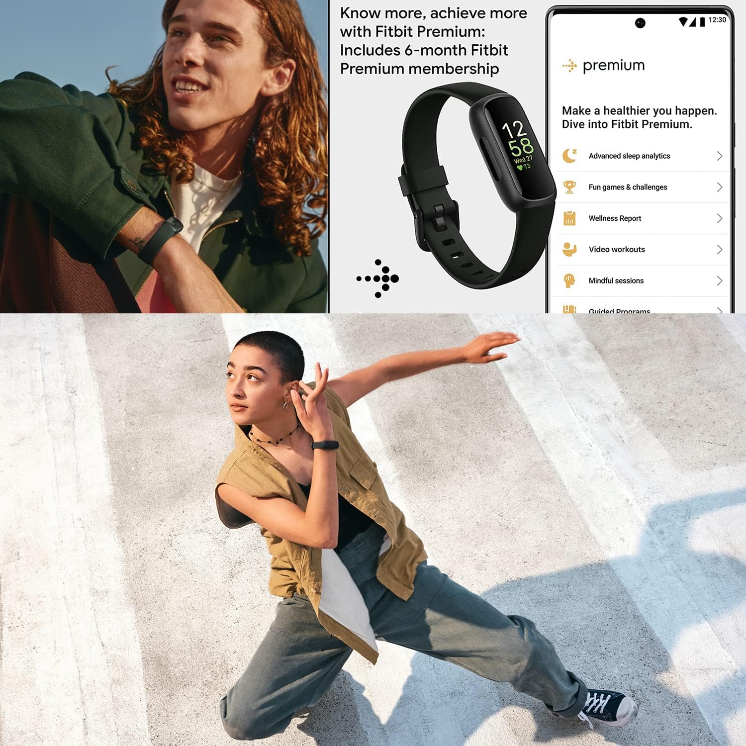 Fitbit Inspire 3 Health & Fitness Activity Tracker (Black) with Workout Intensity, Sleep Tracking, Heart Rate, S & L Bands, 3.3foot Charging Cable, Wall Adapter, Screen Protectors & PremGear Cloth