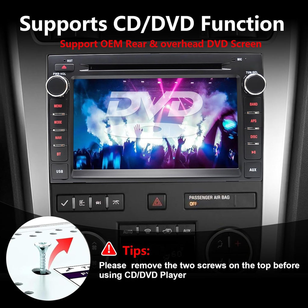 Car Radio Stereo CD DVD Player for Chevrolet Impala Traverse Avalanche GMC Sierra Acadia Yukon Chevy Silverado Tahoe Suburban 2007-2013 with Wireless Carplay Android Auto Navi Backup Cam/SWC