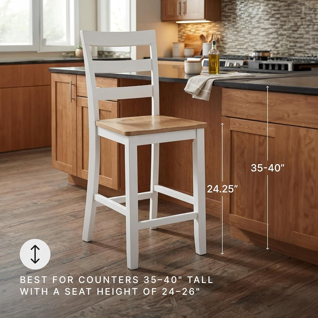 Signature Design by Ashley Gesthaven Solid Wood Frame Counter Height Barstool, Set of 2, White/Natural