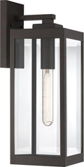 Quoizel Westover 17" Outdoor Wall Sconce, 1-Light Western Bronze with Clear Beveled Glass, E26 Base, Wet Rated