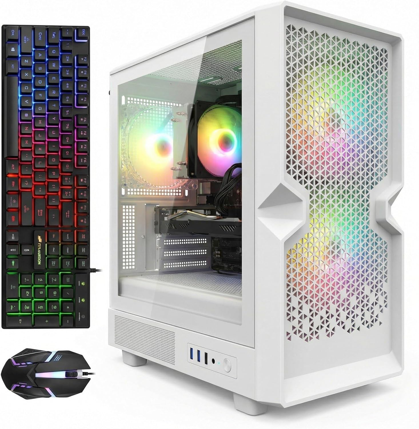 STGAubron Gaming PC Computer Desktop, AMD Ryzen 5 5500 up to 4.2GHz, GeForce RTX 2060 Super 8G,16G DDR4, 1T SSD, WiFi 6 5G & BT 5.2, RGB Fan x3, Windows 11 Home