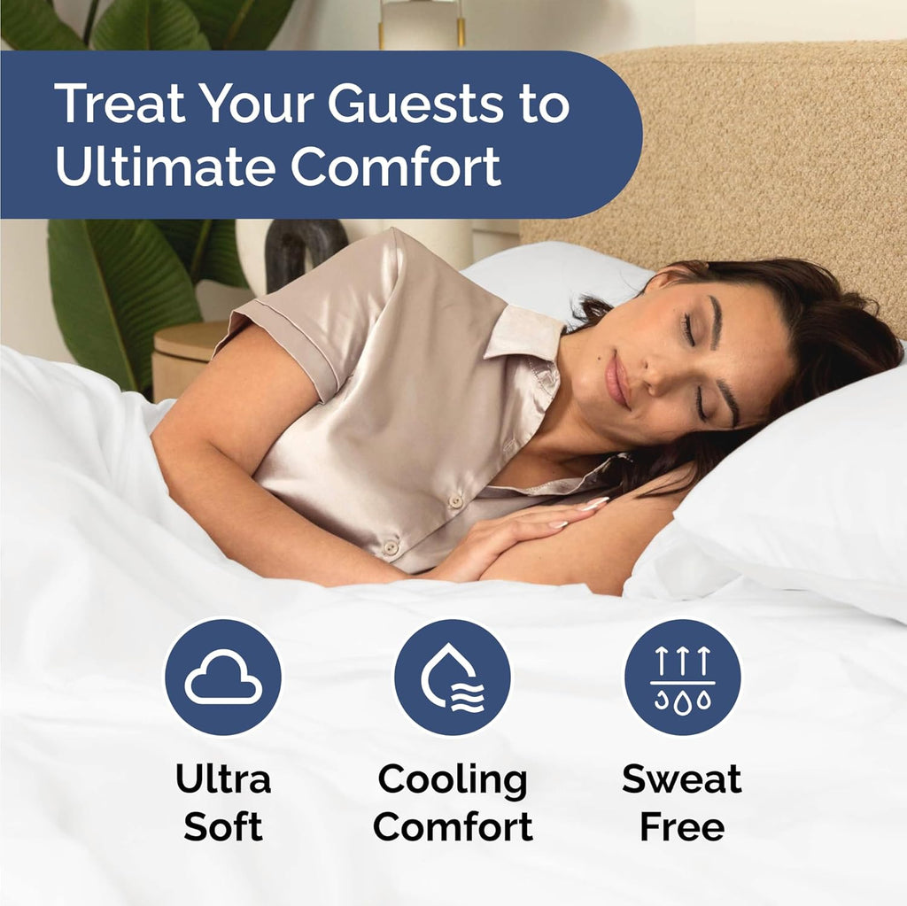 Bulk Case Pack of 8 Sheet Sets - Complete 6 Piece Sheet Sets - Bulk King Bedding - Wholesale Case Pack for Hotels, Spa & Airbnbs - Deep Pocket, Fade & Wrinkle Free - Cooling & Breathable - King, White
