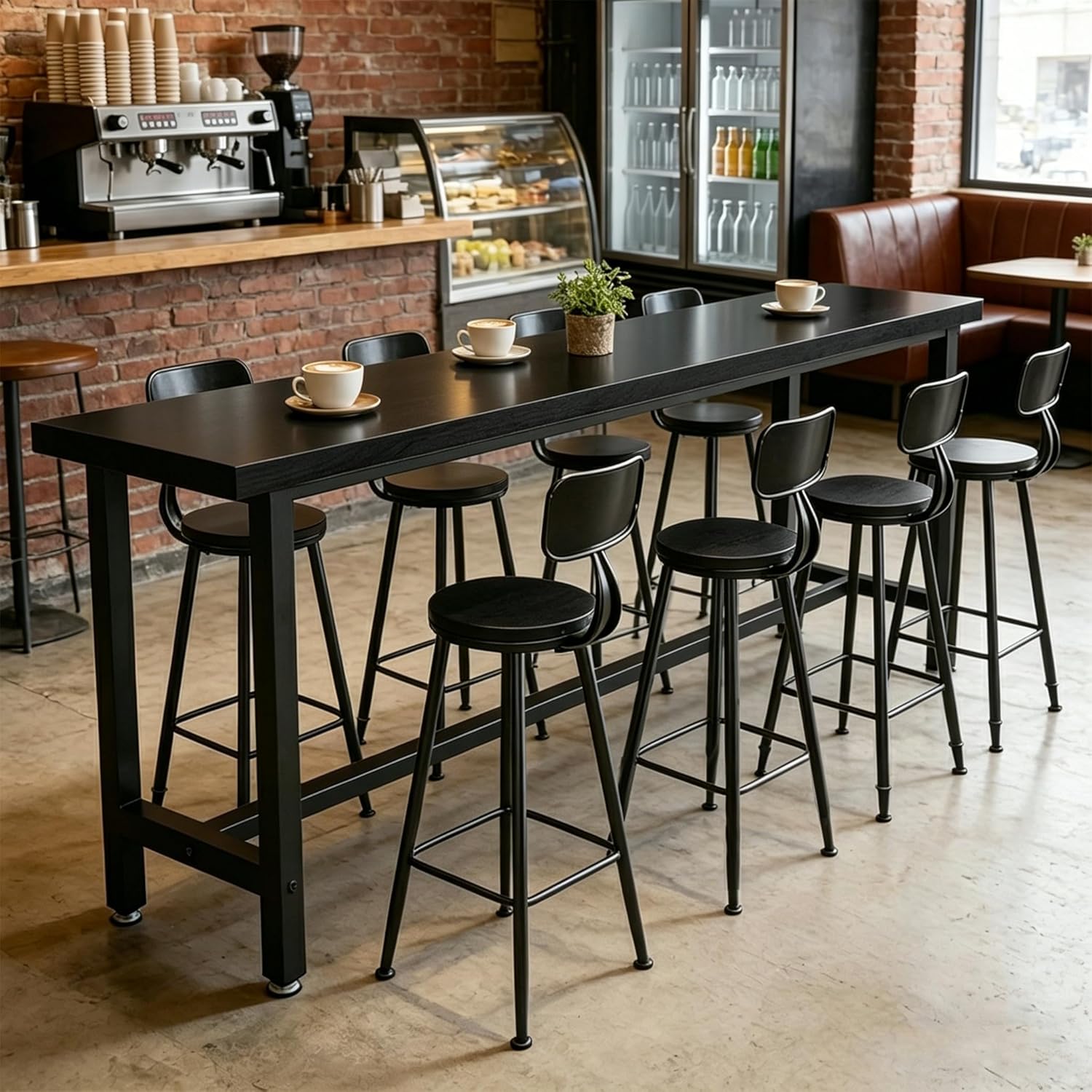 Bar Table Industrial Kitchen Dining Counter Height Table Rectangular High Top Pub Table with Sturdy Metal Legs for Small Space Living Room Coffee Shop