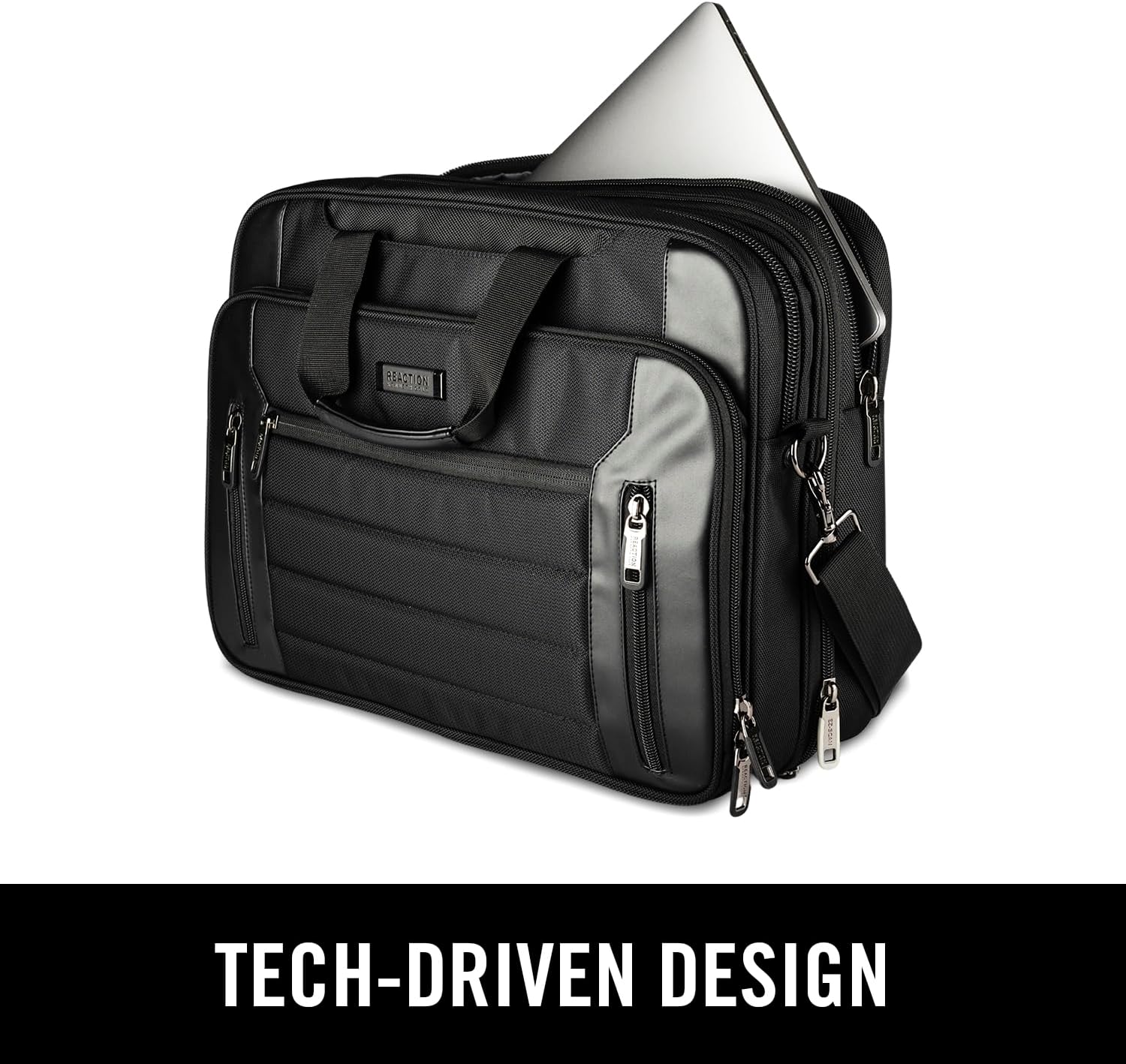 Kenneth Cole Reaction Keystone 1680d Polyester Dual Compartment 17" Laptop Business Portfolio, Black