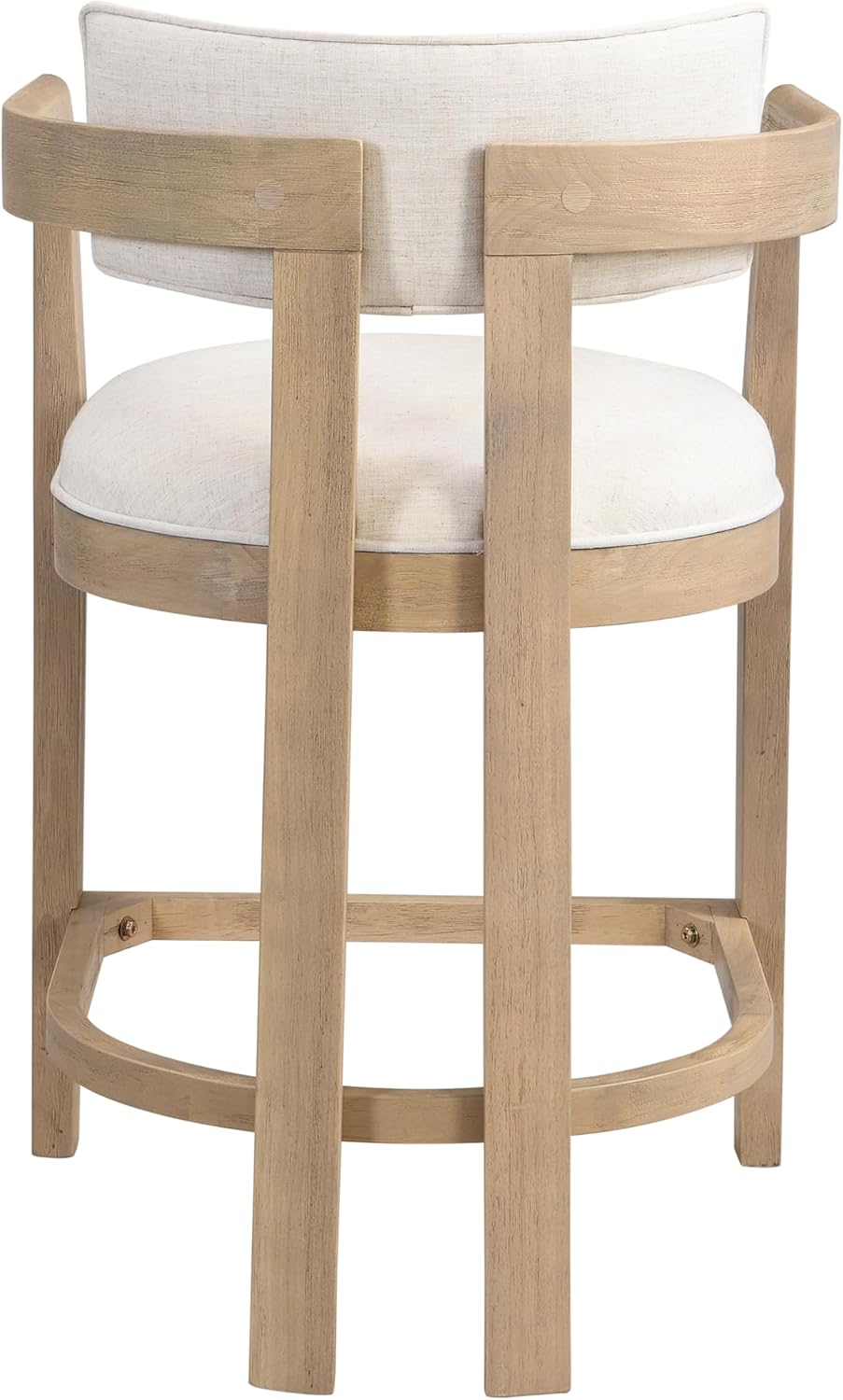 Christopher Knight Home Set of 2 Ryland Modern 26" Counter Height Bar Stools, Fabric Upholstered Counter Stools,Wooden Kitchen Island Armchair with Footrest, Round Backrest, Soft Seating,Beige+Natural