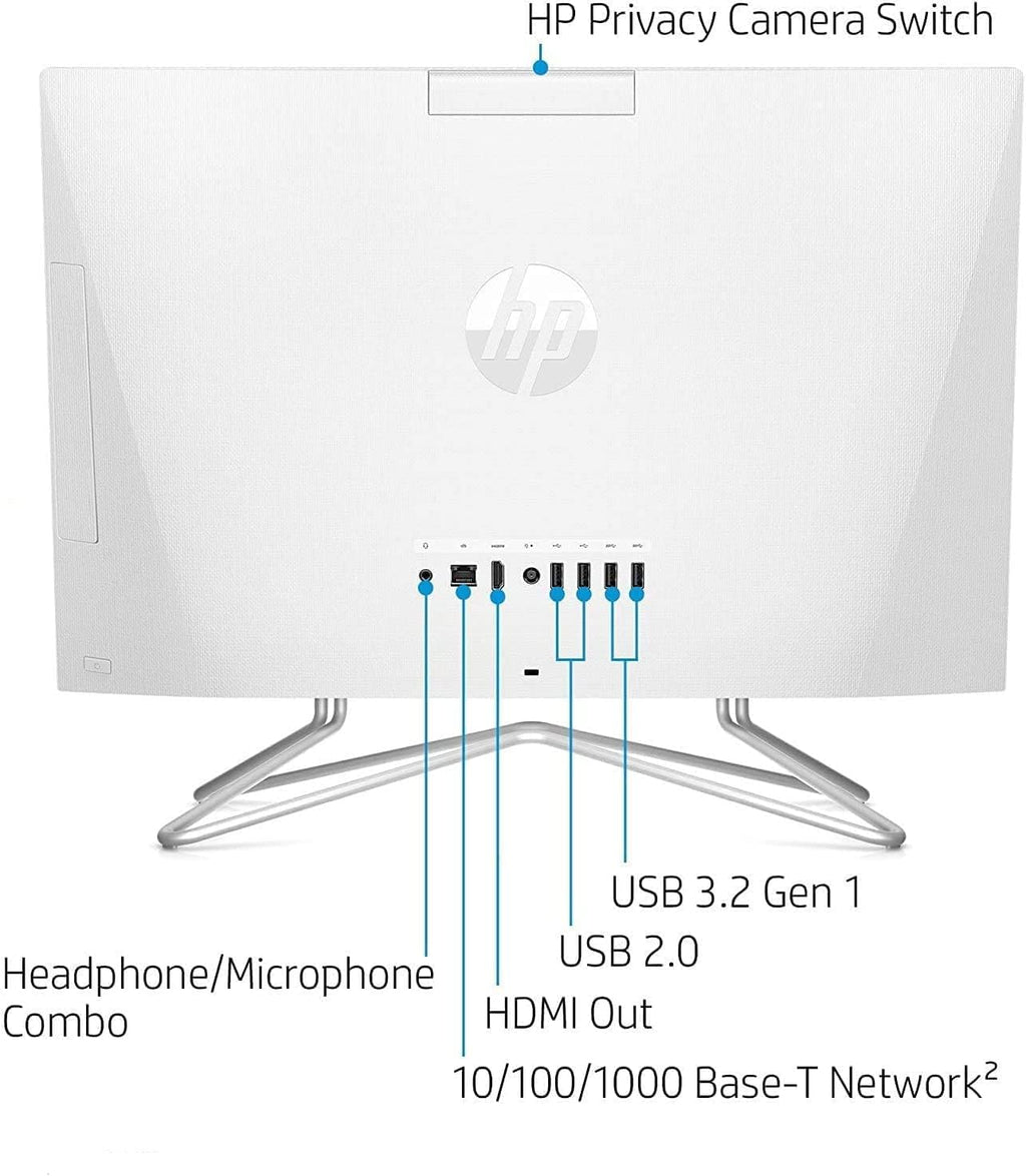 HP 2022 All-in-One Desktop, 21.5" FHD Display, Intel Celeron J4025 Processor, 16GB RAM, 512GB PCIe SSD, Webcam, HDMI, RJ-45, Wired Keyboard&Mouse, WiFi, Windows 11 Home, White