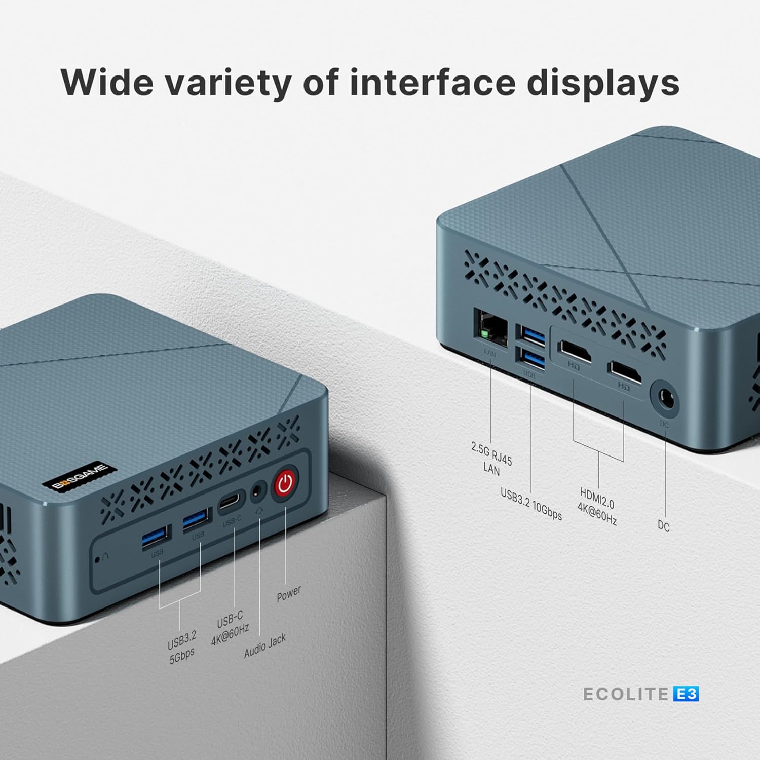 BOSGAME E3 Neo Mini PC, Intel N95 (up to 3.4GHz) 16GB DDR4 RAM 512GB SSD Mini Desktop Computer, Micro PC Support 4K Dual Display/WiFi 5/ BT5.0/ USB 3.2/2.5G LAN