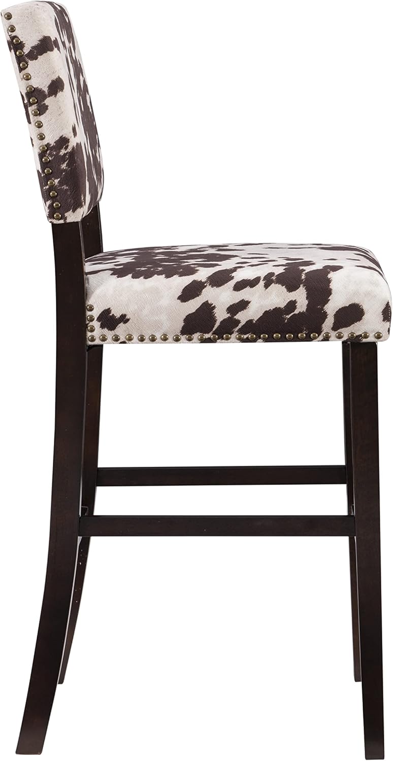 Linon Udder Madness Corey Bar Stool, 19"W x 22.5"D x 44.75"H, Brown