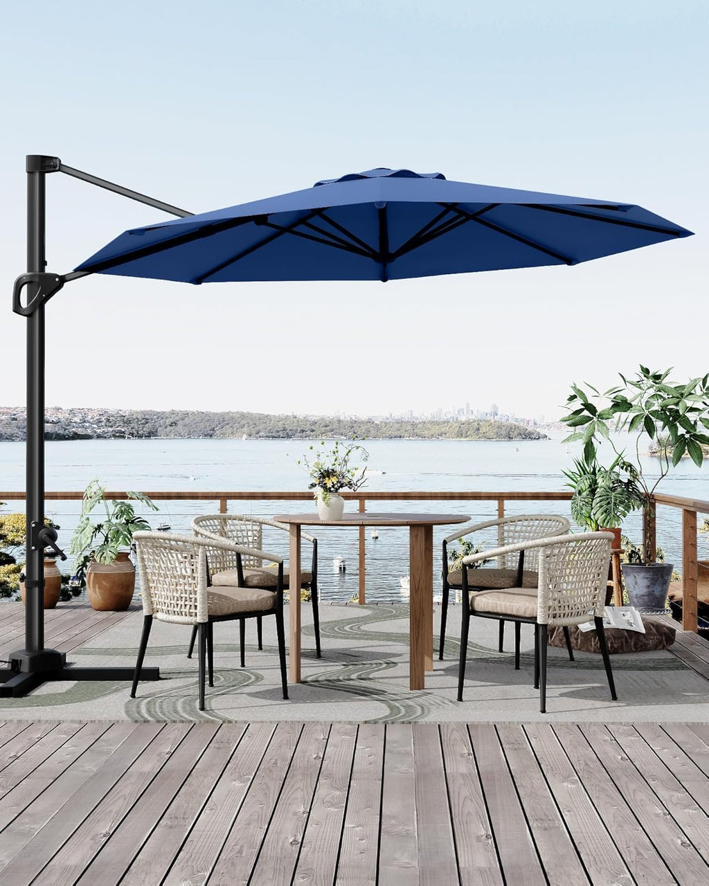 GarveeLife 10FT Patio Umbrella Outdoor Large Cantilever Umbrella Market Sun Shade Windproof Offset Umbrella with 360-Degree Rotation for Garden Deck Pool Patio