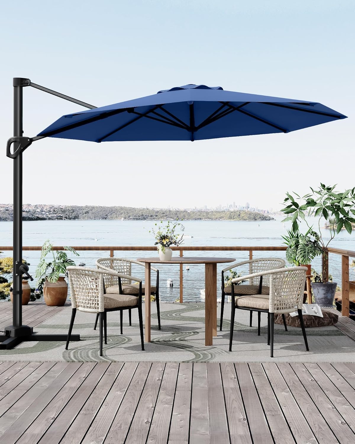 GarveeLife 10FT Patio Umbrella Outdoor Large Cantilever Umbrella Market Sun Shade Windproof Offset Umbrella with 360-Degree Rotation for Garden Deck Pool Patio
