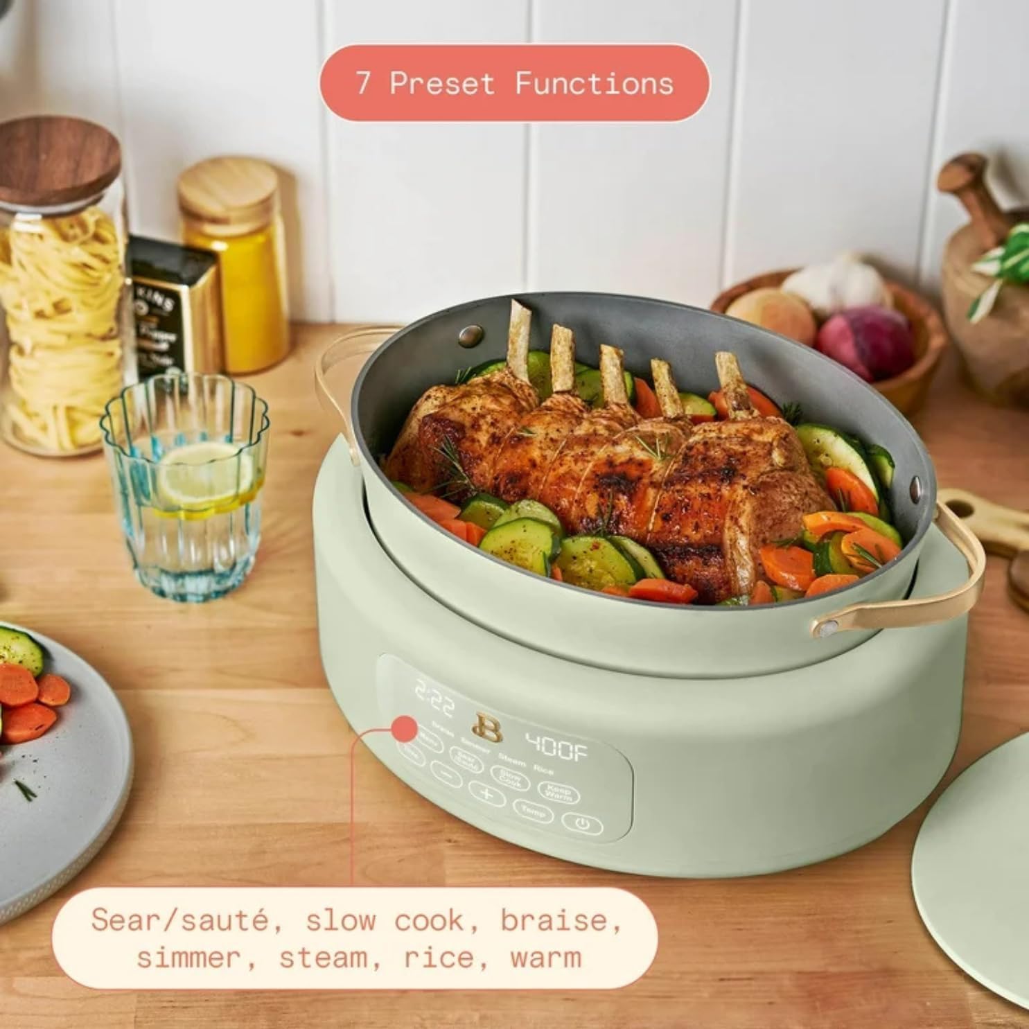 Multi-Cooker 6-Quart 10-in-1 Electric Multi Cooker, Digital Controls, Slow Cook, Steam, Sauté & Rice, Oven-Safe Nonstick Pot