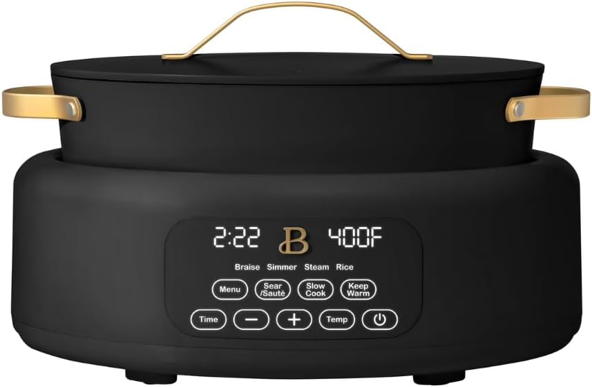 10-in-1 Electric Multi-Cooker, 6 Quart Programmable Cooking Pot with Digital Display, Nonstick Interior, One-Touch Controls, Multi-Function Kitchen Appliance (Black Sesame)