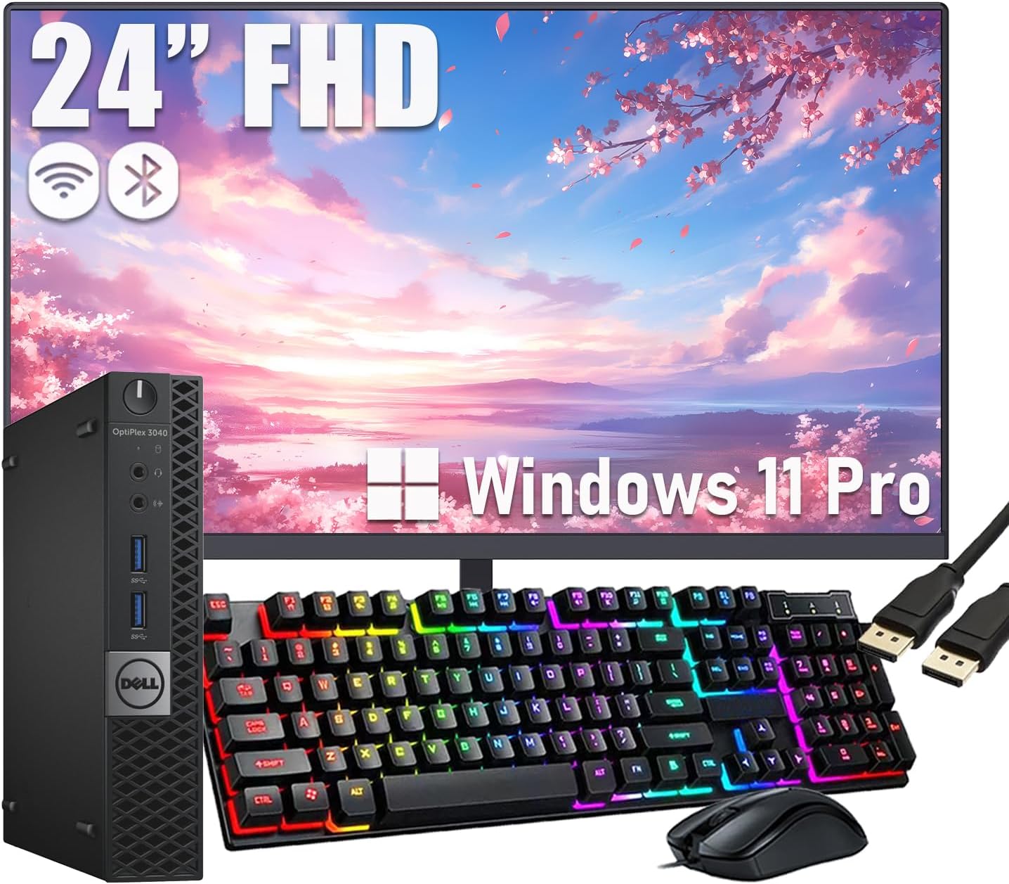 Dell Optiplex 3040 Micro Mini Desktop Computer PC with 24" Monitor, Quad-Core i5-6500, 8GB RAM, 256GB SSD, WiFi, Bluetooth, Keyboard & Mouse, Windows 11 Pro (Renewed)
