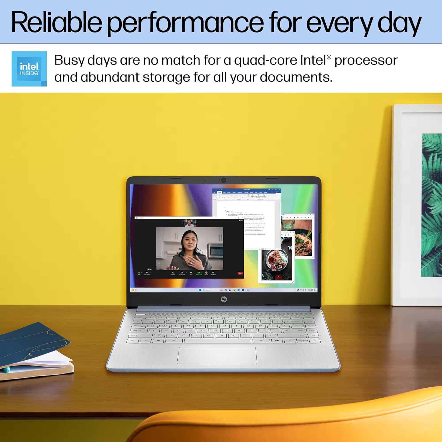 HP Ultrabook 14 Laptop Computer Business Study & Home 2025, Lifetime MS Office + Windows 11 Pro, Quad-Core Intel CPU, 8GB RAM & 628GB Storage (128GB UFS+500GB Ext), Wi-Fi 6, HubxcelAccessory, Blue