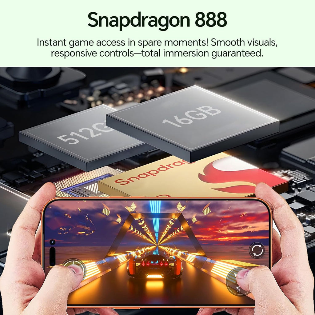 Unlocked L17PROMAX Ultra Cell Phones with 5000mAh Battery,Android 15 Snapdragon 888 Phone,16GB RAM+512GB ROM,32MP+104MP Camera, 3040 * 1440 HD 6.9'' Screen /5G/Dual SIM/GPS/WiFi(Silvery)