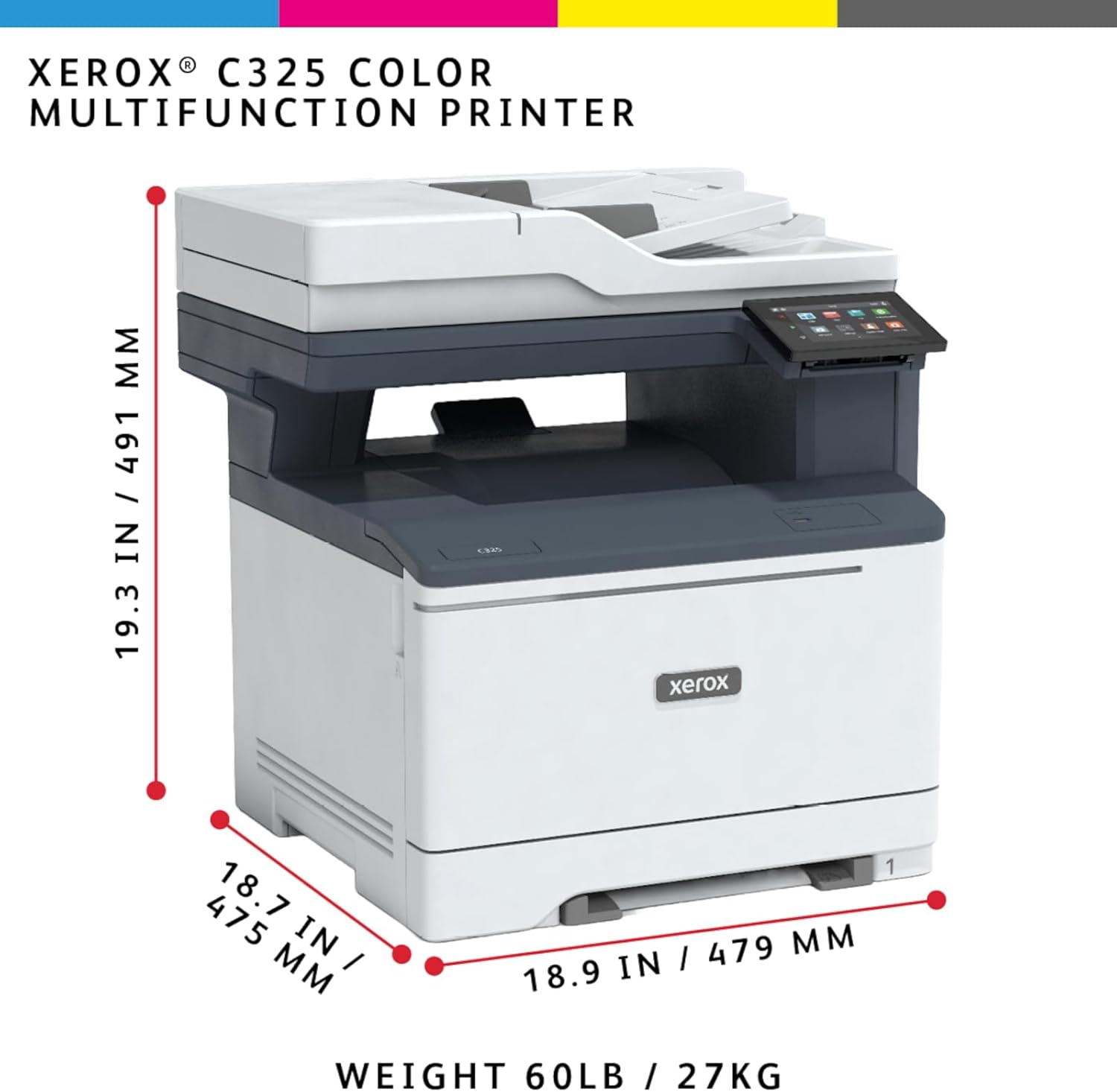 Xerox C325dni Wireless Color Laser All-in-One Printer – 35ppm High-Speed Printer Scanner Copier Fax, Cloud Ready, Wireless Printer for Laptop & Desktop