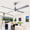 60 Inch Large Ceiling Fans with Lights and Remote/APP, Modern Brushed Nickel Ceiling Fan, 3CCT Dimmable, 6-Speeds Reversible, Quiet High Airflow Fan with Long Downrods for Living Room, Shop