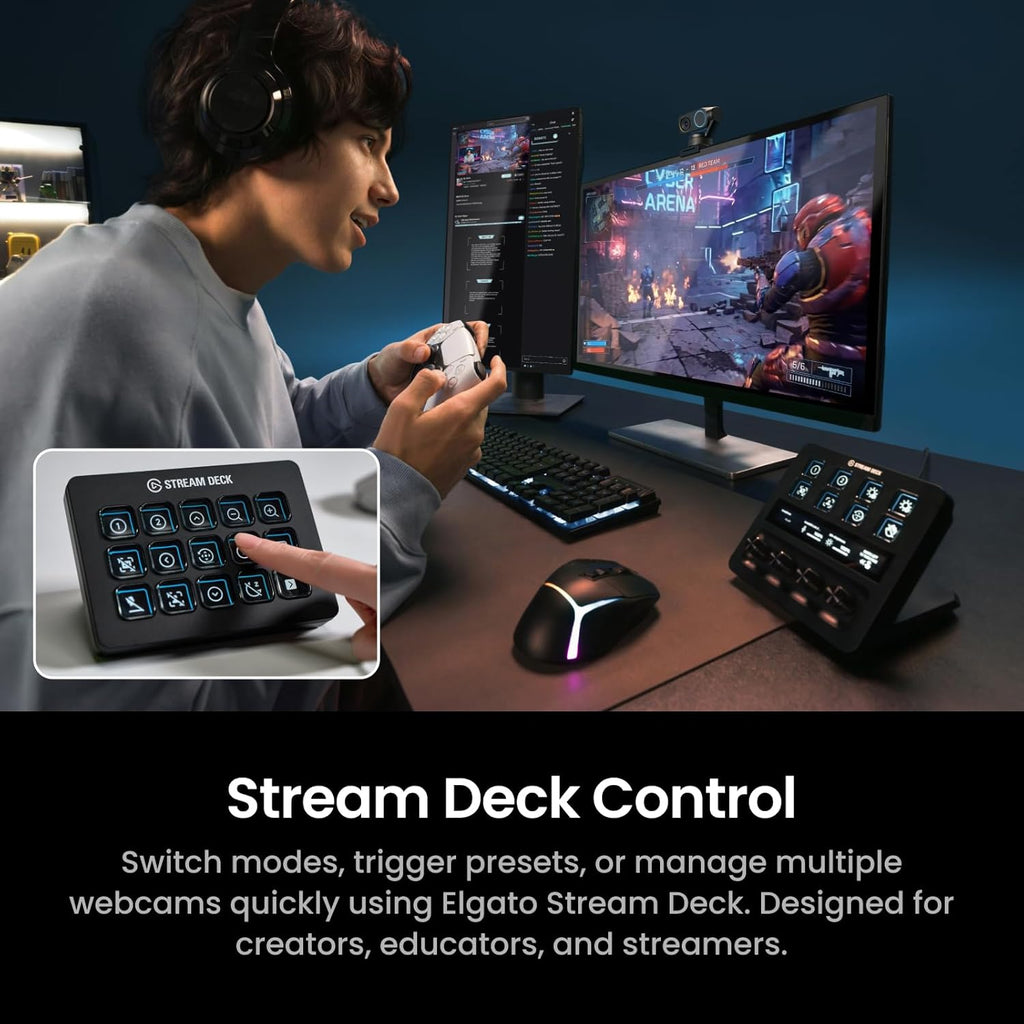 Insta360 Link 2 Pro – 4K PTZ Webcam for PC/Mac, 1/1.3” Sensor, Low-Light, AI Tracking, HDR, Directional Noise-Canceling Mics, Supports Stream Deck, Zoom, Teams, Twitch for Streaming or Meetings