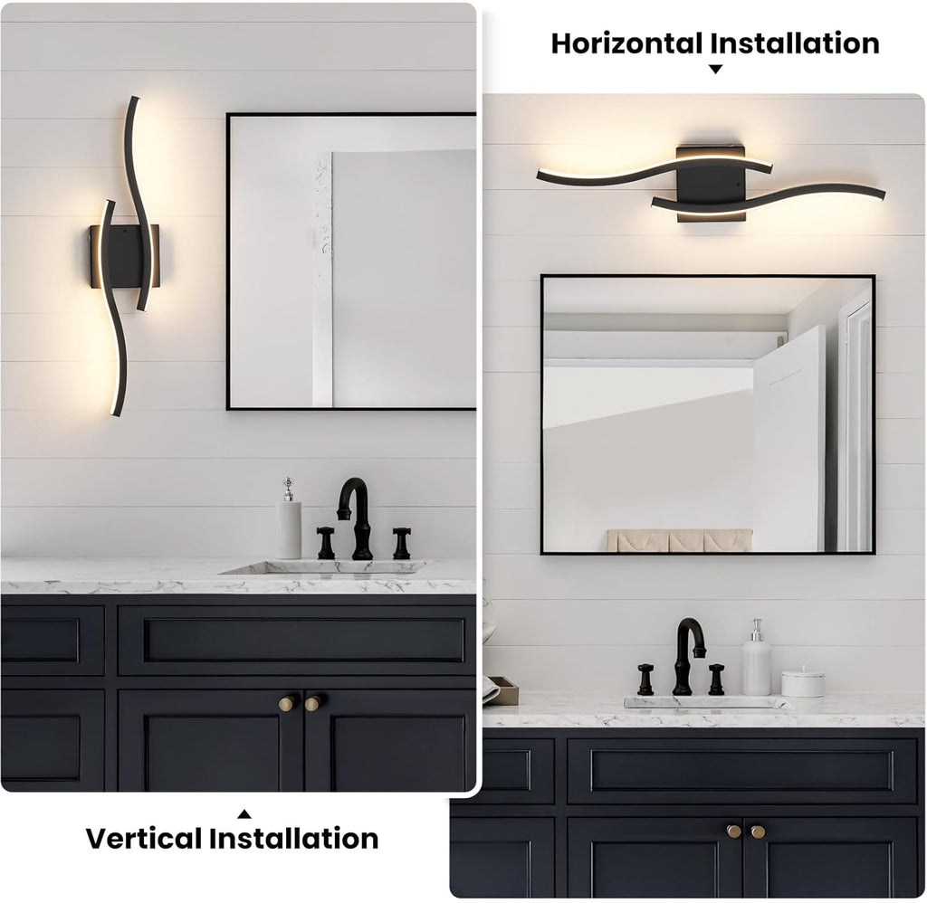 Black Battery Operated Wall Sconces: 23.6 Inch Rechargeable Sconce Lighting Set of 2 with Remote /3 Colors/10-100% Dimming/Timer Modern LED Wall Light for Bedroom Living Room Hallway Bathroom, 2 Pcs