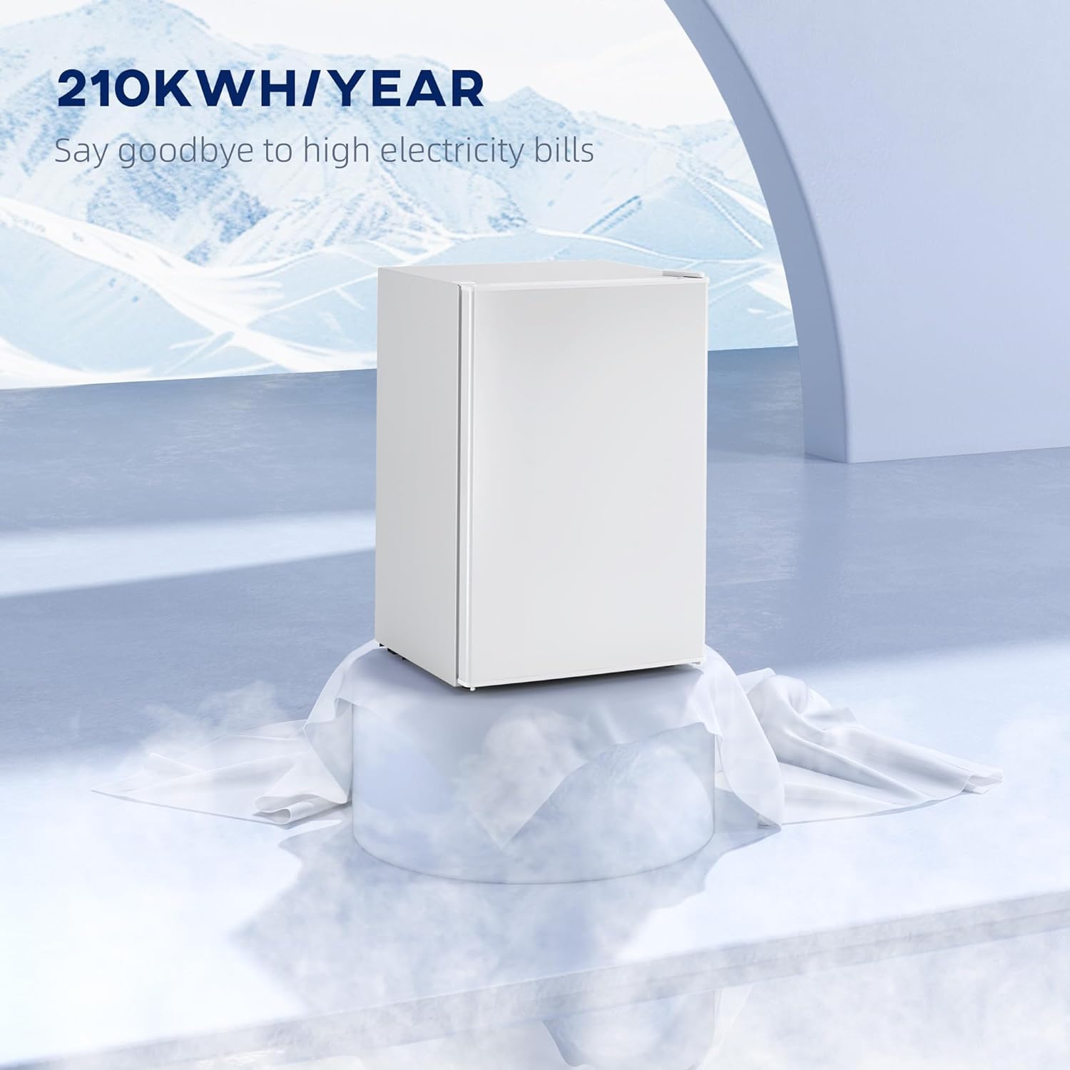 HOMCOM 2.5 Cu.Ft Mini Fridge with Freezer, Single Door Small Refrigerator with Adjustable Thermostat Energy-efficient Low Noise, Mini Refrigerator for Bedroom, Dorm, Office, White