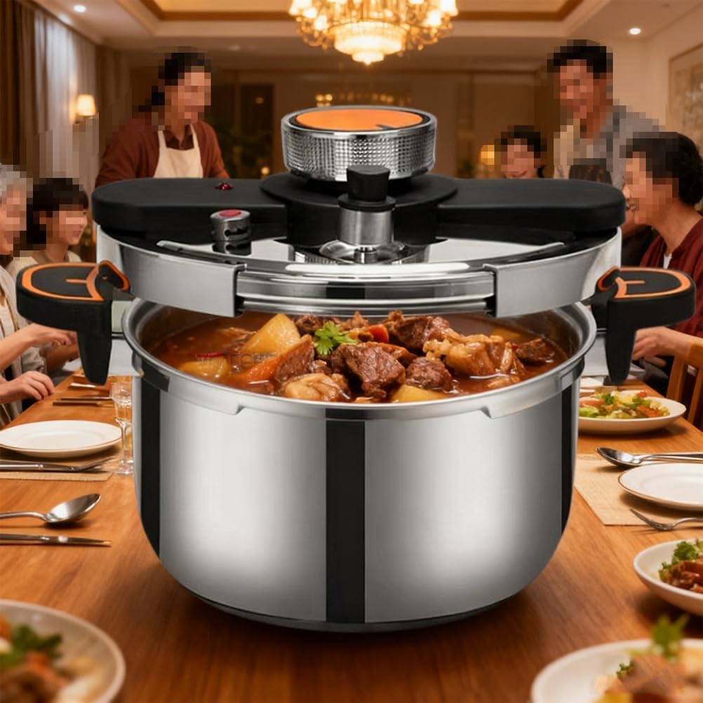 6L Multi-Function Slow Cooker with Anti-Scalding Handle Household Stainless Steel Knob Pressure Cooker for Meat, Rice, Soup