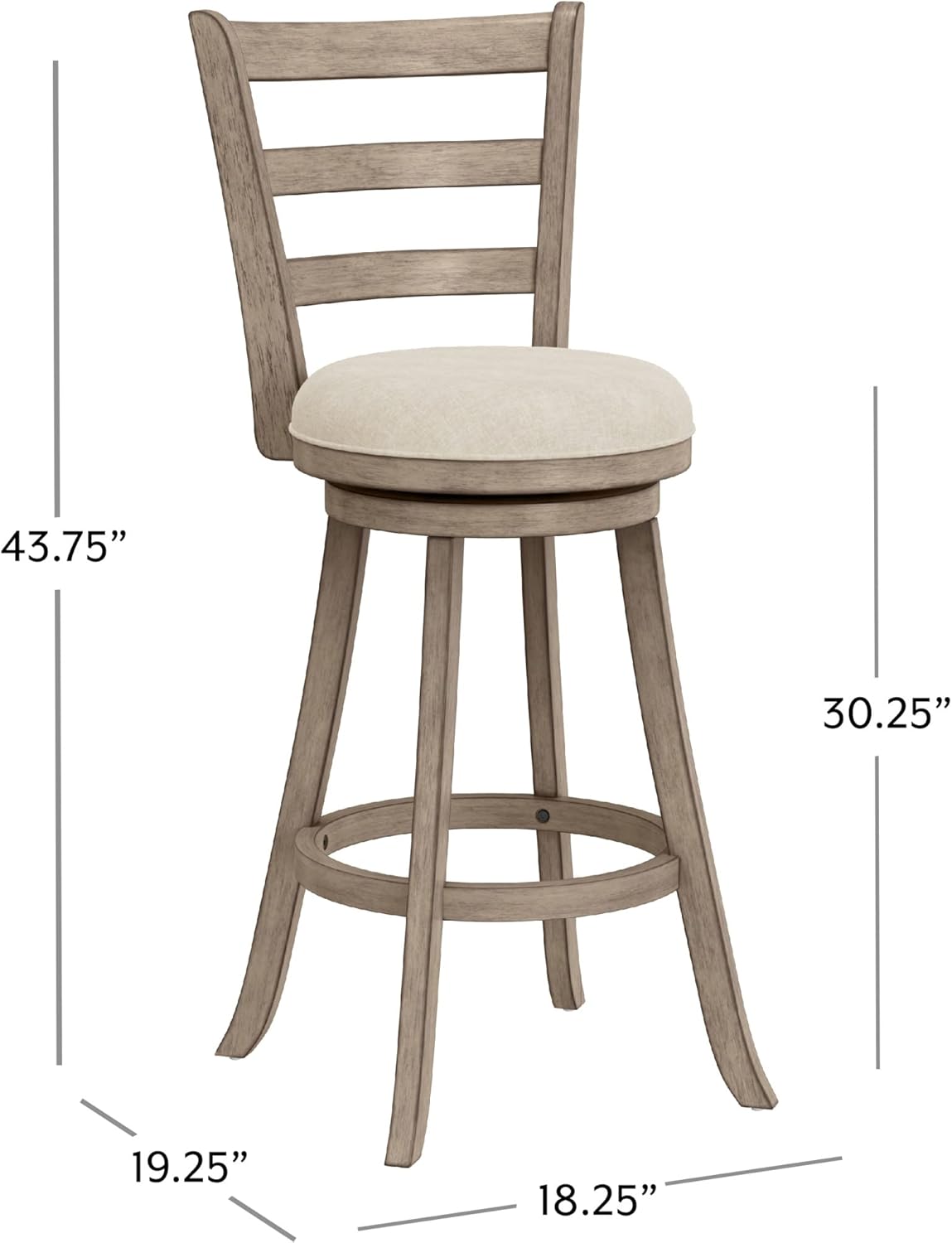 Hillsdale Laymon Modern Wood Bar Height Swivel Stool, Gray Brown