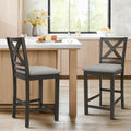 COLAMY Bar Stools Set of 2, Counter Height Bar Stools, Mid Century Modern Barstools with Back, Wood Barstools for Kitchen Dining Room Bar, Dark Grey
