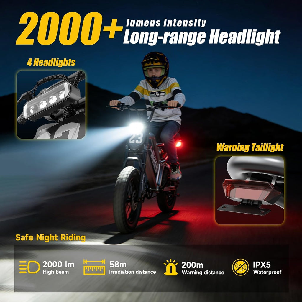 48/52V 15.6/25/40AH Fat Tire Electric Bike for Adults, UL2849 Certified 90% Pre-Assembled Folding E-Bike with Removable Battery & Cargo Rack