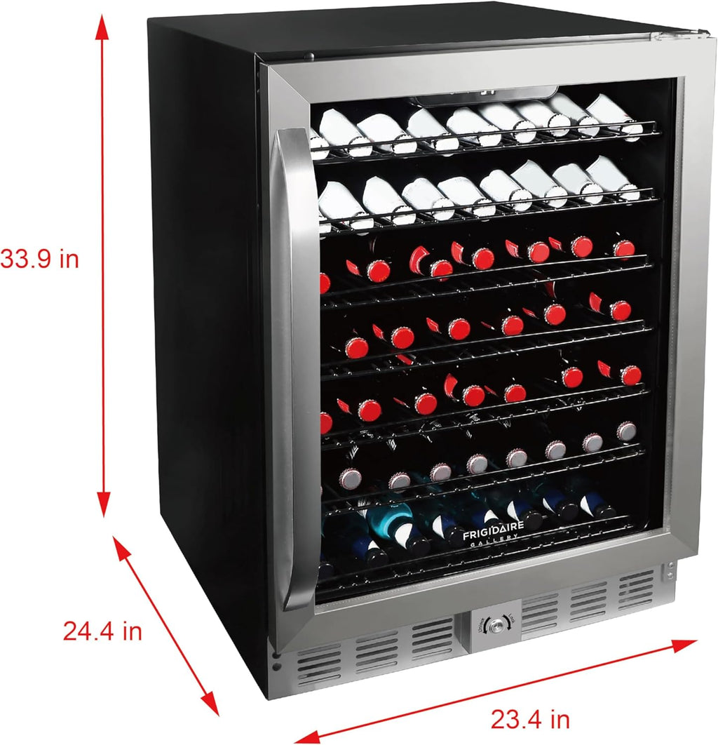 Frigidaire, 24" Wide 5.1 Cu Ft Capacity, Built-in Under Counter Beverage Fridge, Glass Front