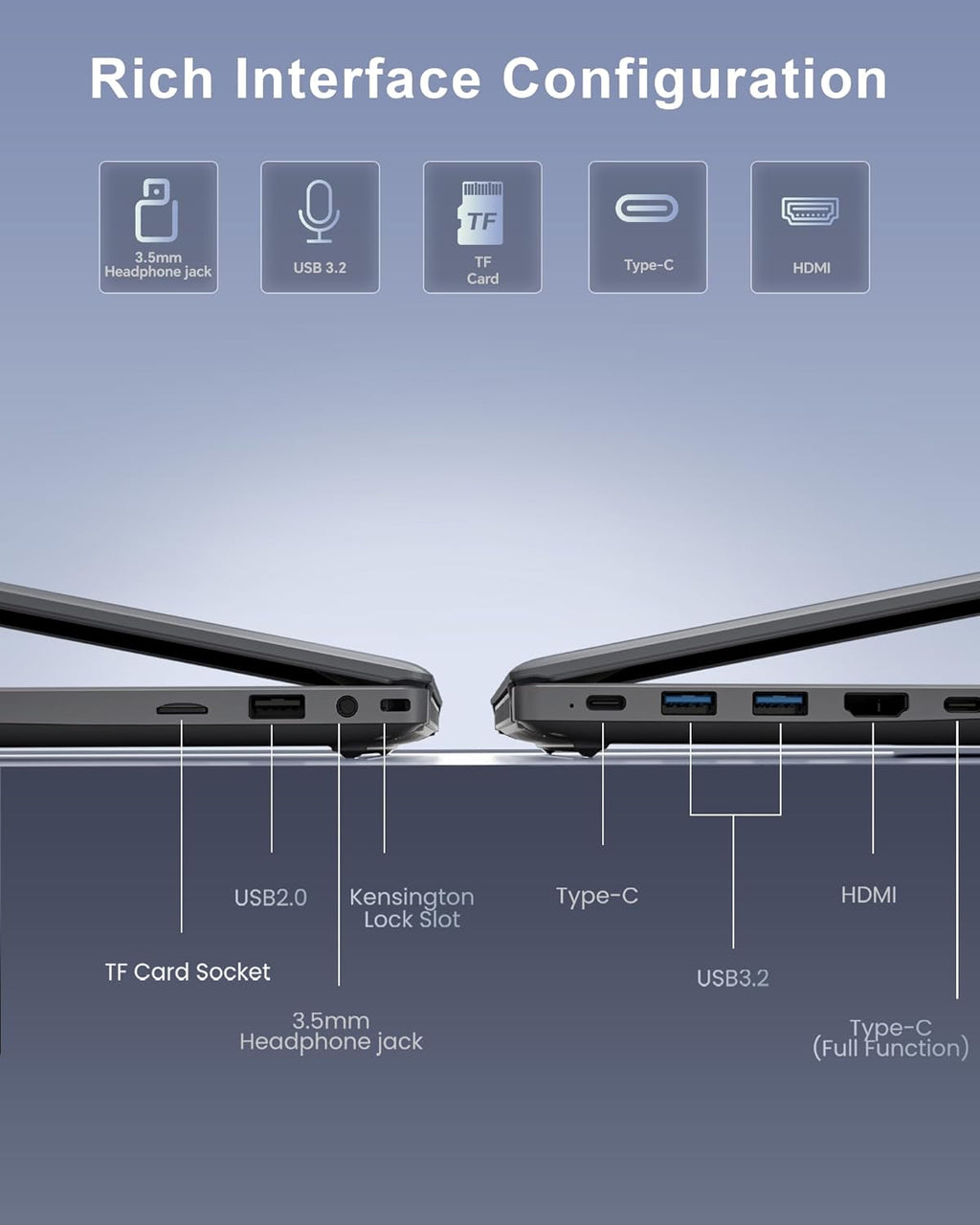 Laptop Computer 14 Inch - 12GB RAM 256GB SSD Laptops, Pentium Gold 6500Y Processor (Up to 3.4GHz), IPS FHD Display, 38WH Battery, Larger Keyboard, HDMI, Type C, PC Laptop for Business and Student