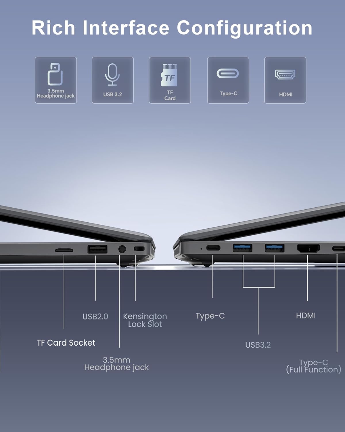 Laptop Computer 14 Inch - 12GB RAM 256GB SSD Laptops, Pentium Gold 6500Y Processor (Up to 3.4GHz), IPS FHD Display, 38WH Battery, Larger Keyboard, HDMI, Type C, PC Laptop for Business and Student
