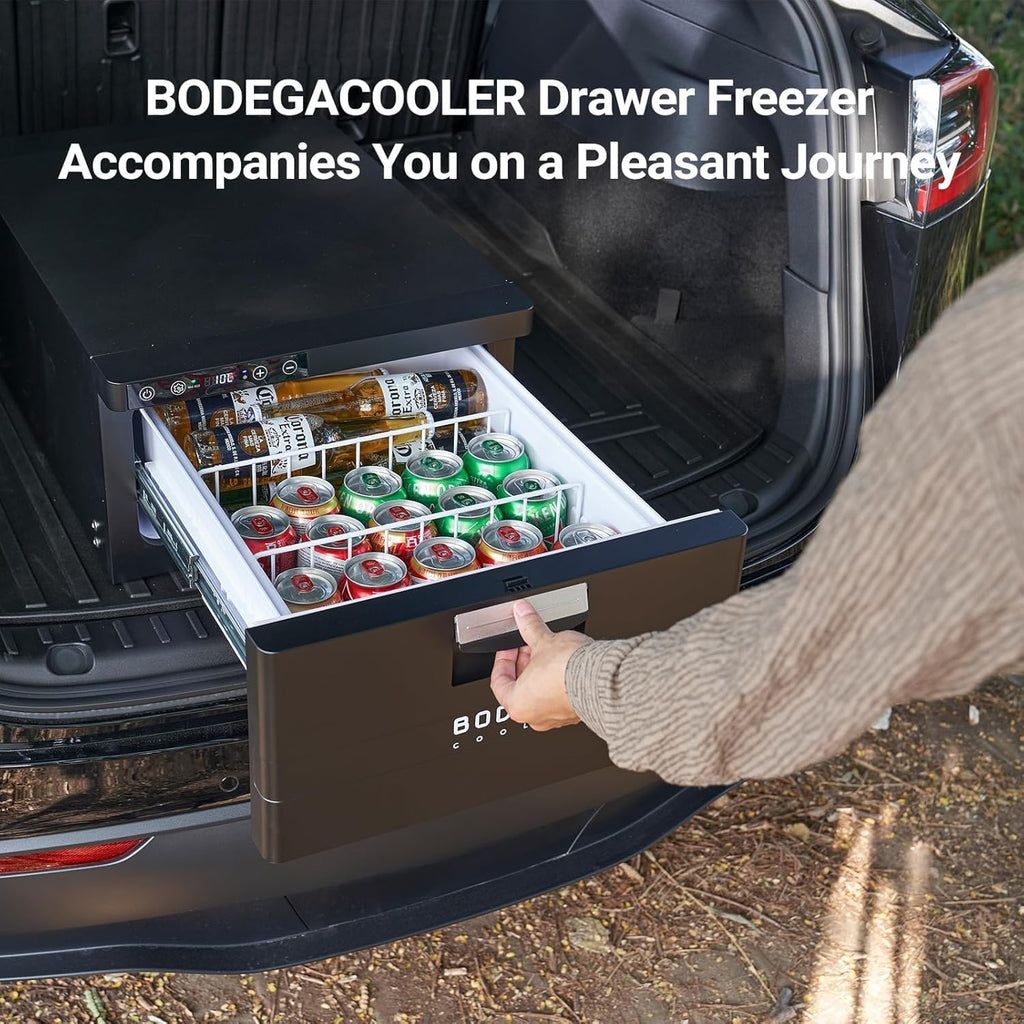 BODEGACOOLER 12 Volt Drawer Refrigerator, 33Quart(31L) RV Fridge Freezer APP Control, Portable Refrigerator (-4℉-68℉), Car Cooler for Travel ,Camping, Road Trips Tailgating, Truck, Van, SUV 12/24V DC