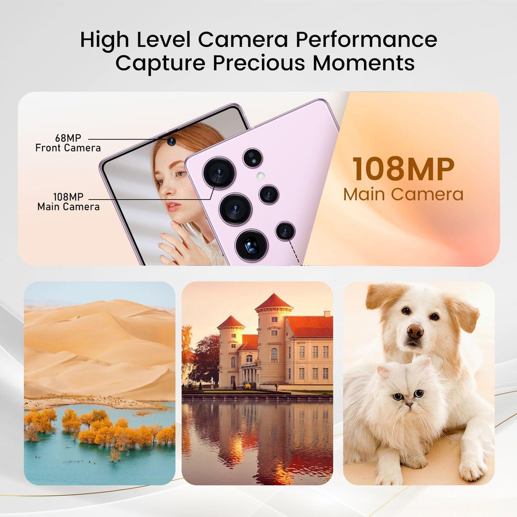 I25 Ultra Flagship Killer Smartphone - Snapdragon 8 Gen 3, 16GB+512GB, Massive 6.99" FHD+ Display, 108MP+68MP Pro Cam, 7000mAh 2-Day Battery, Android 14, Includes Stylus Pen (Pink)