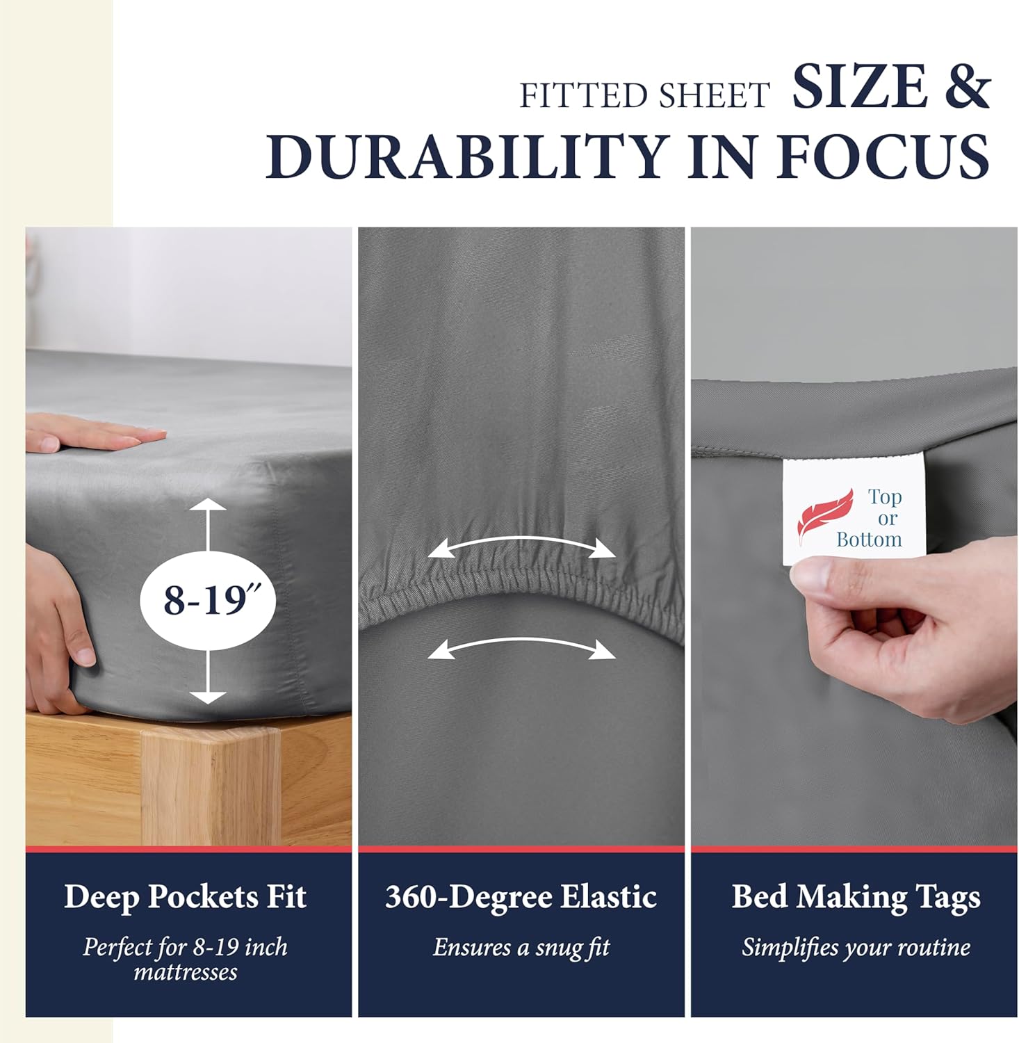 100% Egyptian Cotton King Size Sheets Set - Luxury 1200 Series Signature Collection Egyptian Cotton Sheet (4 PC, Dark Grey), Soft Cooling, Sateen Weave, 17" Deep Pocket Hotel Bed Set
