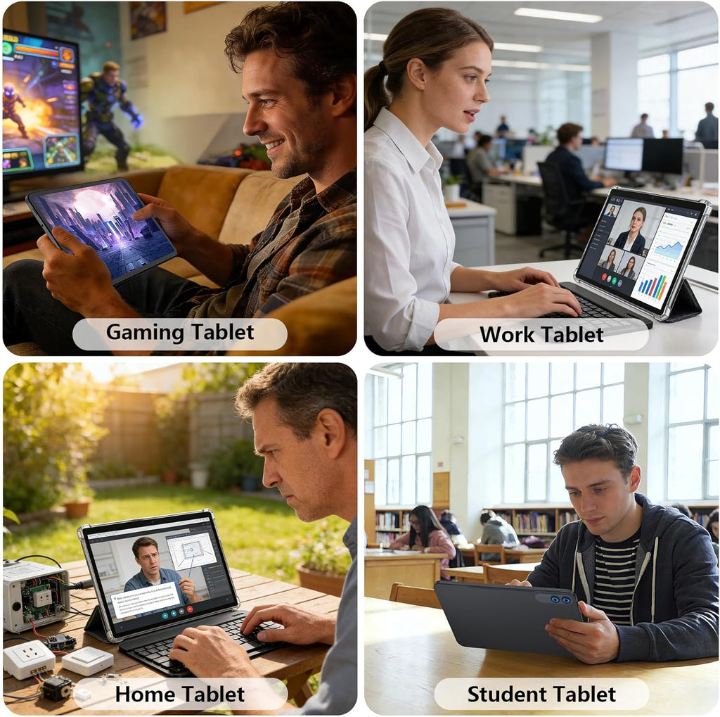 13 Inch Tablet, Android 16 Tablet with Keyboard, 32GB+256GB+2TB Expand, 120Hz 1920x1200 IPS Display, Gemini AI, 10000mAh, 8-Core, Wi-Fi, GPS, Large Screen 2K Tablet PC with Case, Mouse, Stylus(Black)