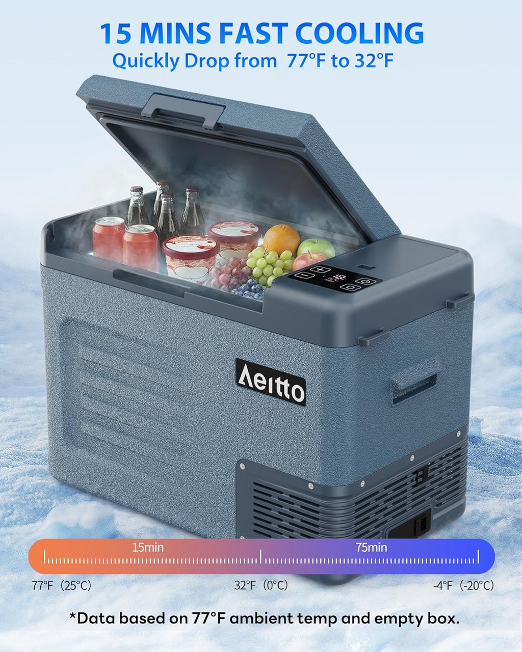 Aeitto 12 Volt Car Refrigerator 30Quart Car Fridge Freezer Electric Cooler Portable Cooler 12V Fridge RV Refrigerator -4℉-68℉ Temp Control 12/24V DC & 100-240V AC for Travel, Camping, RV, Road